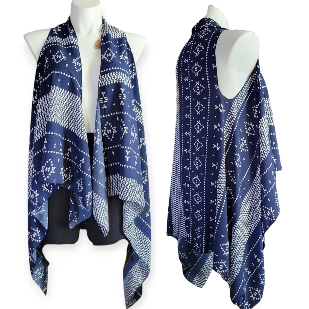 Draped Sleeveless Kimono Vest